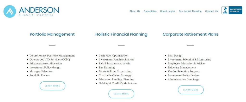 Advisor Website Showcase: Anderson Financial Strategies – Twenty Over Ten